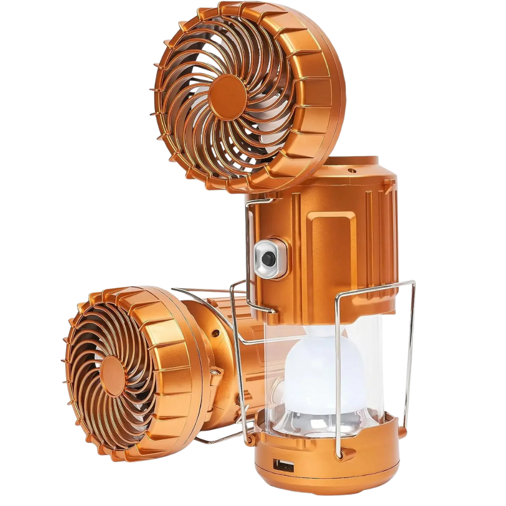 Tältlampa med solcell & fläkt