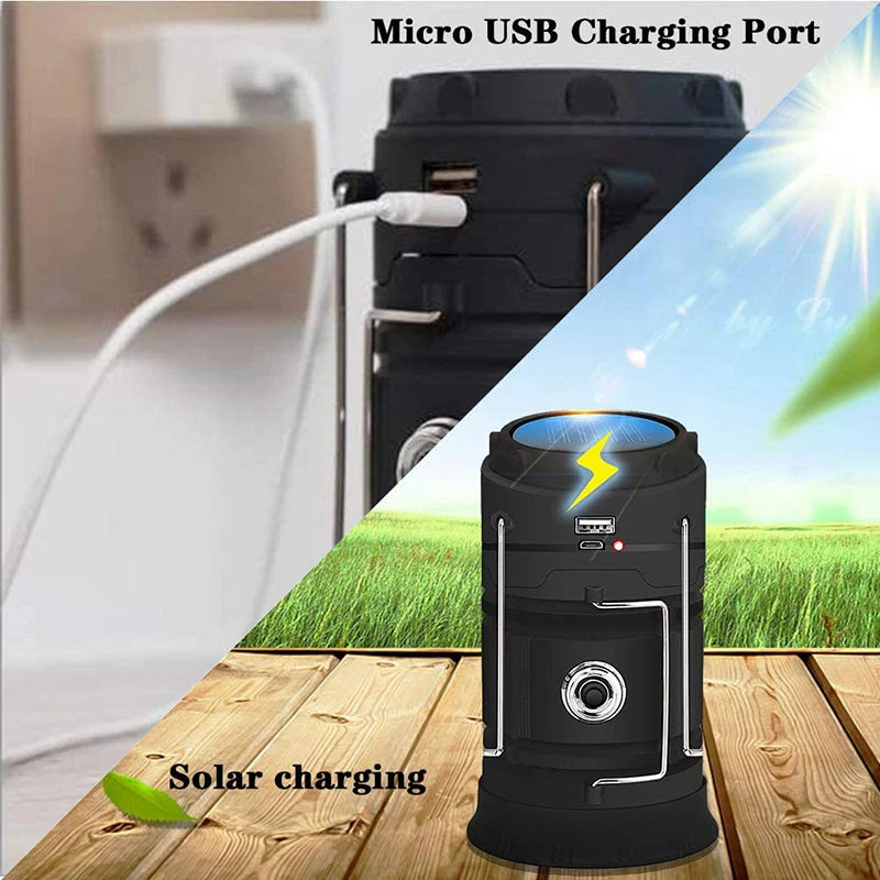 Tältlampa med solcell & fläkt